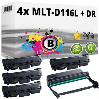 4x Alternativ Samsung Toner MLT-D116L + MLT-R116 Trommel 