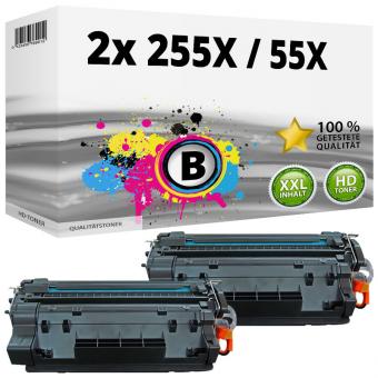Sparset 2x Alternativ HP Toner CE255X / 55X Schwarz 