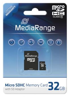 MediaRange Micro SDHC Speicherkarte 32 GB Class 10 mit Adapter 