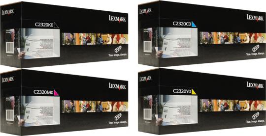 Set 4x Original Lexmark Toner C2320K0 C2320C0 C2320M0 C2320Y0 