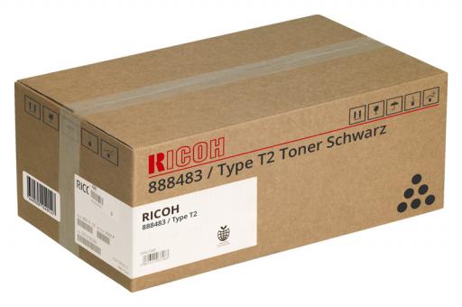 Original Ricoh Toner 888483 / Type T2 Schwarz 