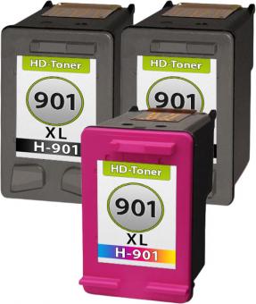 Set Alternativ HP Patronen 901 901XL 2x Schwarz + Color 